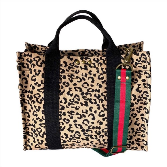 LEOPARD PRINT CANVAS TOTE BAG - Picture 2 of 4